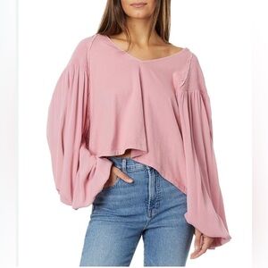 NWT Free People Kathie Long Sleeve Top Women’s S Boho Oversized Rose Pink